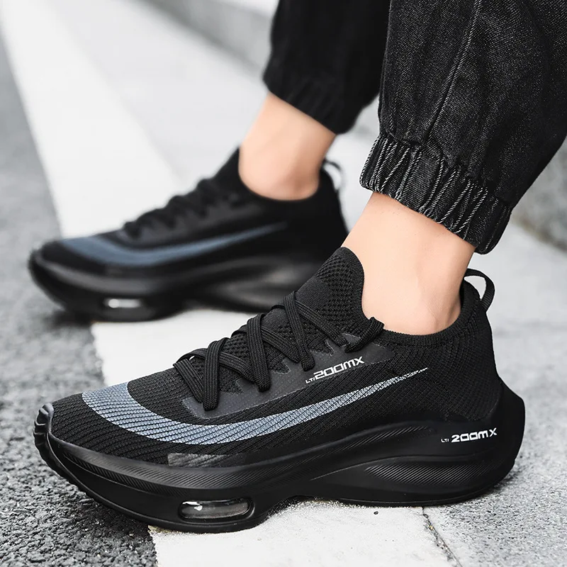 Running Shoes Fashion Men's Sneakers Jogging Lace Up Shock Absorption for Woman Cushioning Trainer Race Breathable Couple Shoes