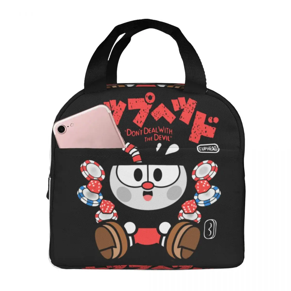 Lunch Bag for Men Women Cuphead Chibi Insulated Cooler Waterproof Picnic Canvas Tote Food Bag