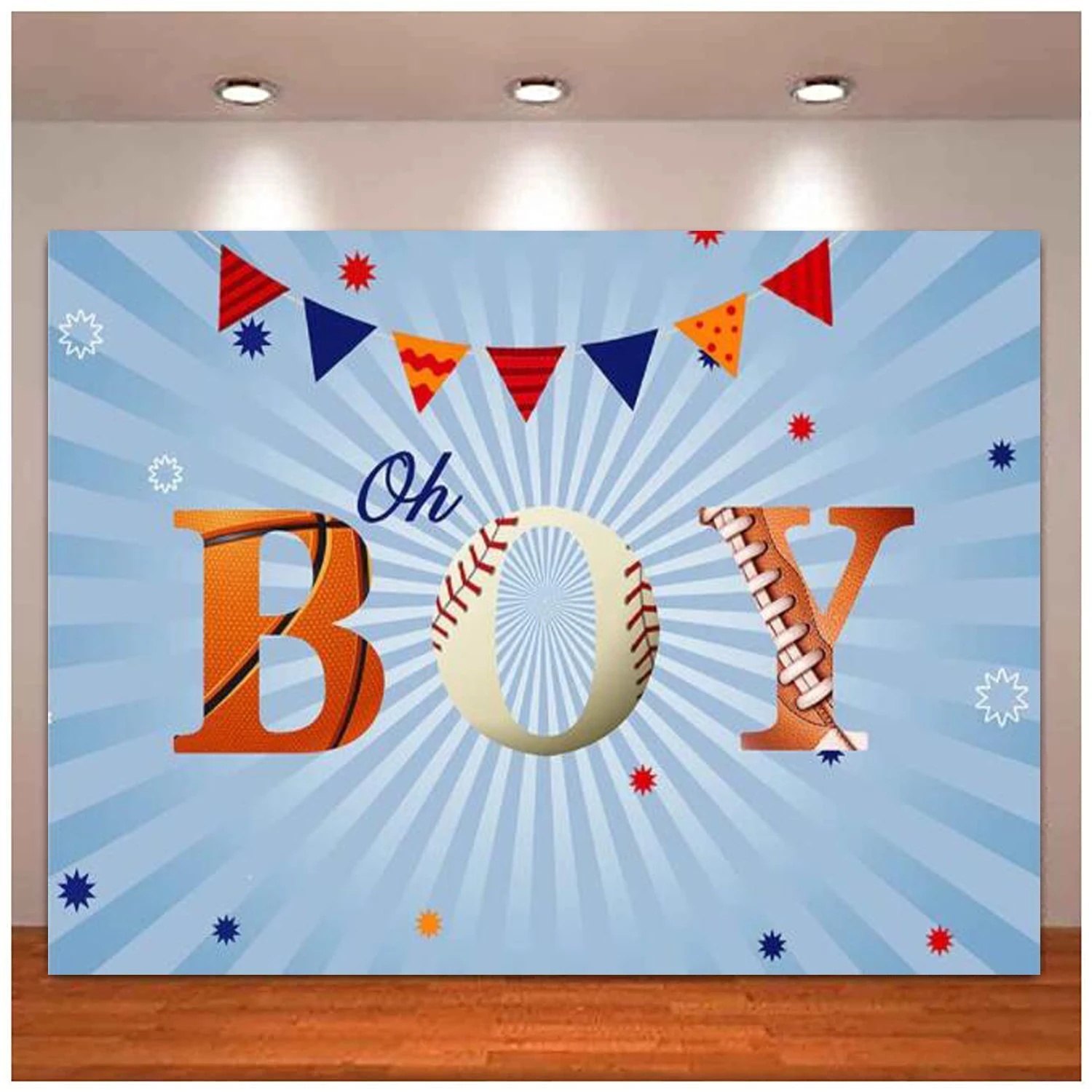 

Фон для фотосъемки детей с изображением баскетбола бейсбола и футбола