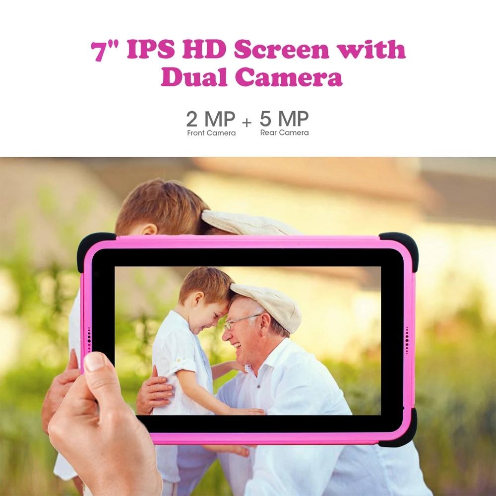 Детский планшет с 7-дюймовым дисплеем четырёхъядерным процессором ОЗУ 2 Гб ПЗУ 32