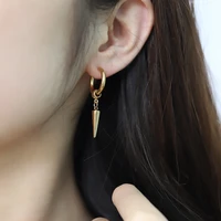 hip hoop punk stainless steel stud earrings for men women pendant long unisex hoop earrings gothic metal jewelry wholesale