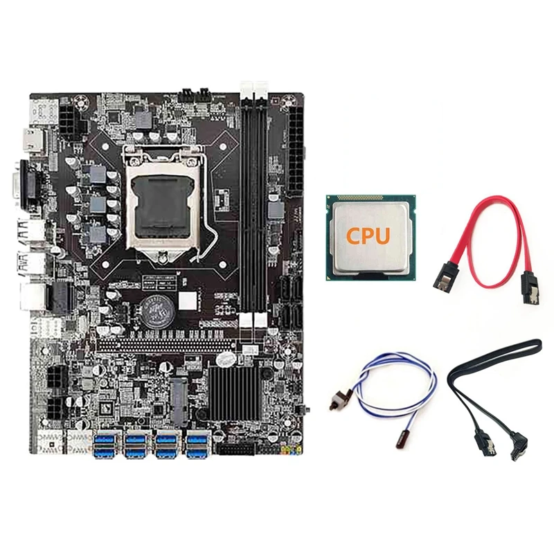 

B75 BTC Mining Motherboard 8 USB3.0 To PCIE 1X+Random CPU+Switch Cable+SATA Cable LGA1155 DDR3 Memory SATA3.0 ETH Miner