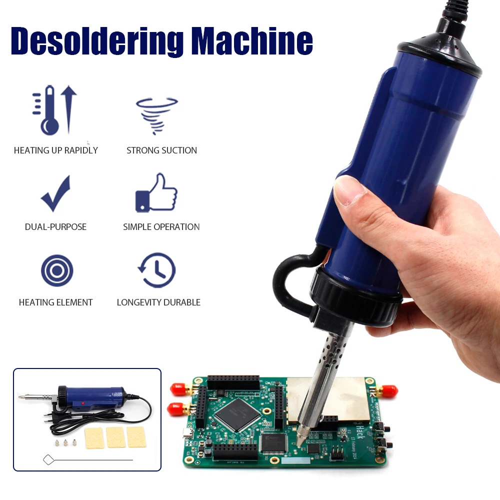 

Automatic Desoldering Machine Portable Electric Solder Tin Sucker Vacuum Soldering Remove Pump with 3 Suction Nozzle EU Plug 30W