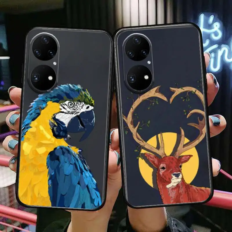 

Fashion Animal Eagle Hand Phone Case For Huawei p50 P40 p30 P20 10 9 8 Lite E Pro Plus Black Etui Coque Painting Hoesjes comic f