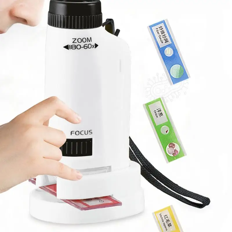 Портативный игрушечный микроскоп детский со светодиодной подсветкой 60x-120x