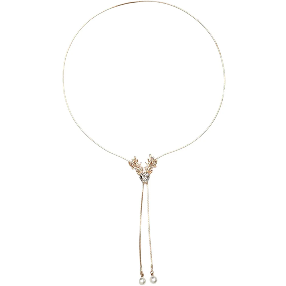 

Elk Necklace Anniversary Presents Deer Women Trendy Pearl Pendant Alloy Womens Necklaces