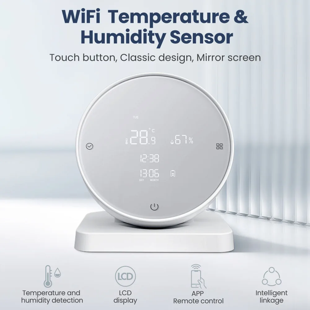 

WHS20 Tuya Smart Temperature Humidity Sensor Accurate Display WiFi Temperature Humidity Sensor Smart Home APP/Voice Control