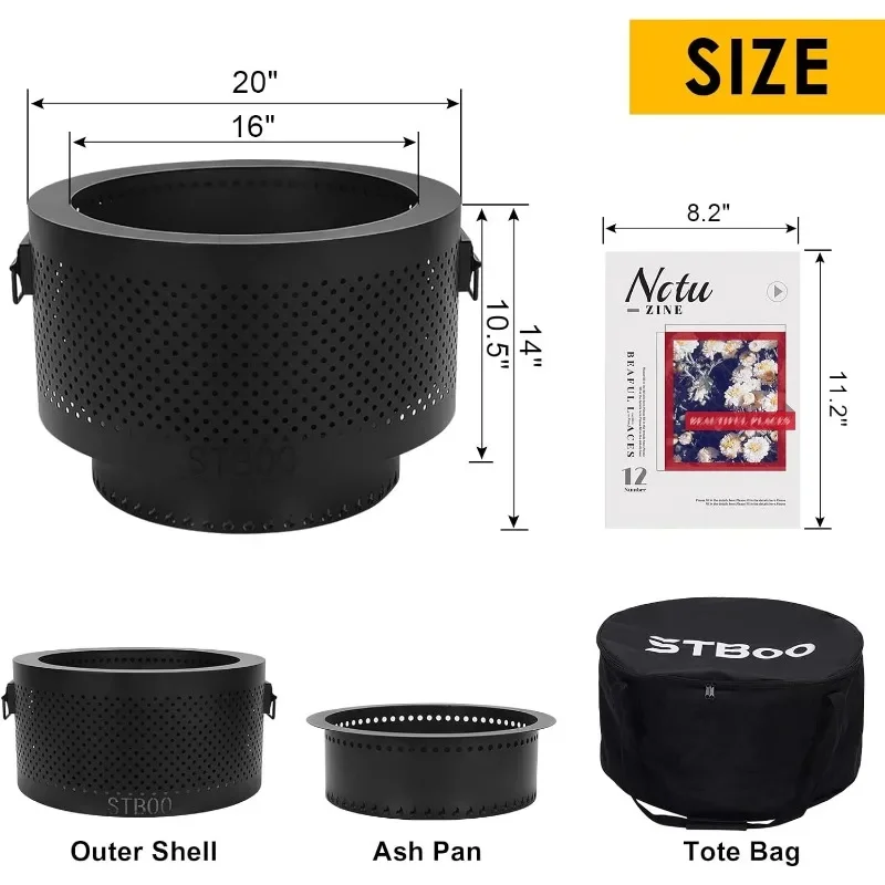 Бездымные поддоны для улицы с портативной сумкой хранения 20x14 дюймов пикника