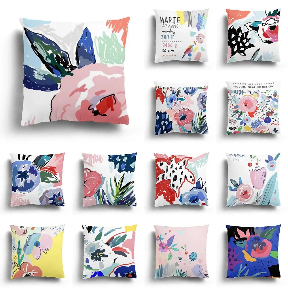 

Scandinavian Style White Abstract Creative Art Pillowcase Print Pattern Cushion Set Home Textile Decorative Sofa Cushion DF773
