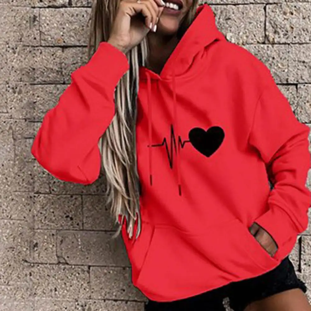 

Stylish Women Hoodie Printing Sweatshirt Autumn Hoodie Heart Print Spring Hoodie for Daily Wear Hoodie