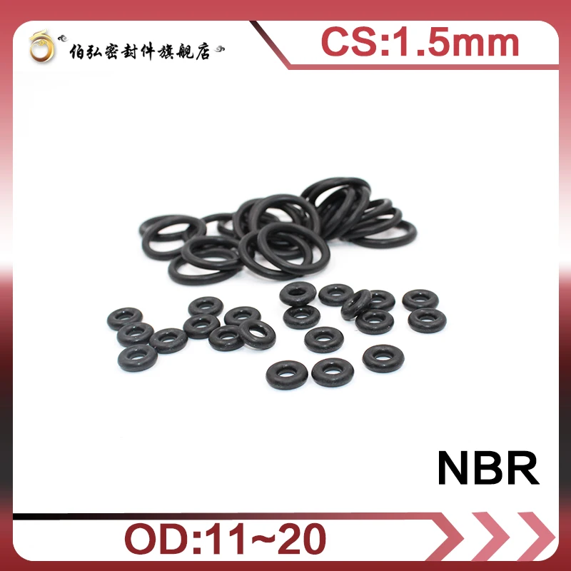 

50PCS/lot Nitrile Rubber O-Ring Black NBR Sealing CS1.5mm OD11/11.5/12/13/14/15/16/17/18/19/20mm O-Ring Seal Gasket Ring