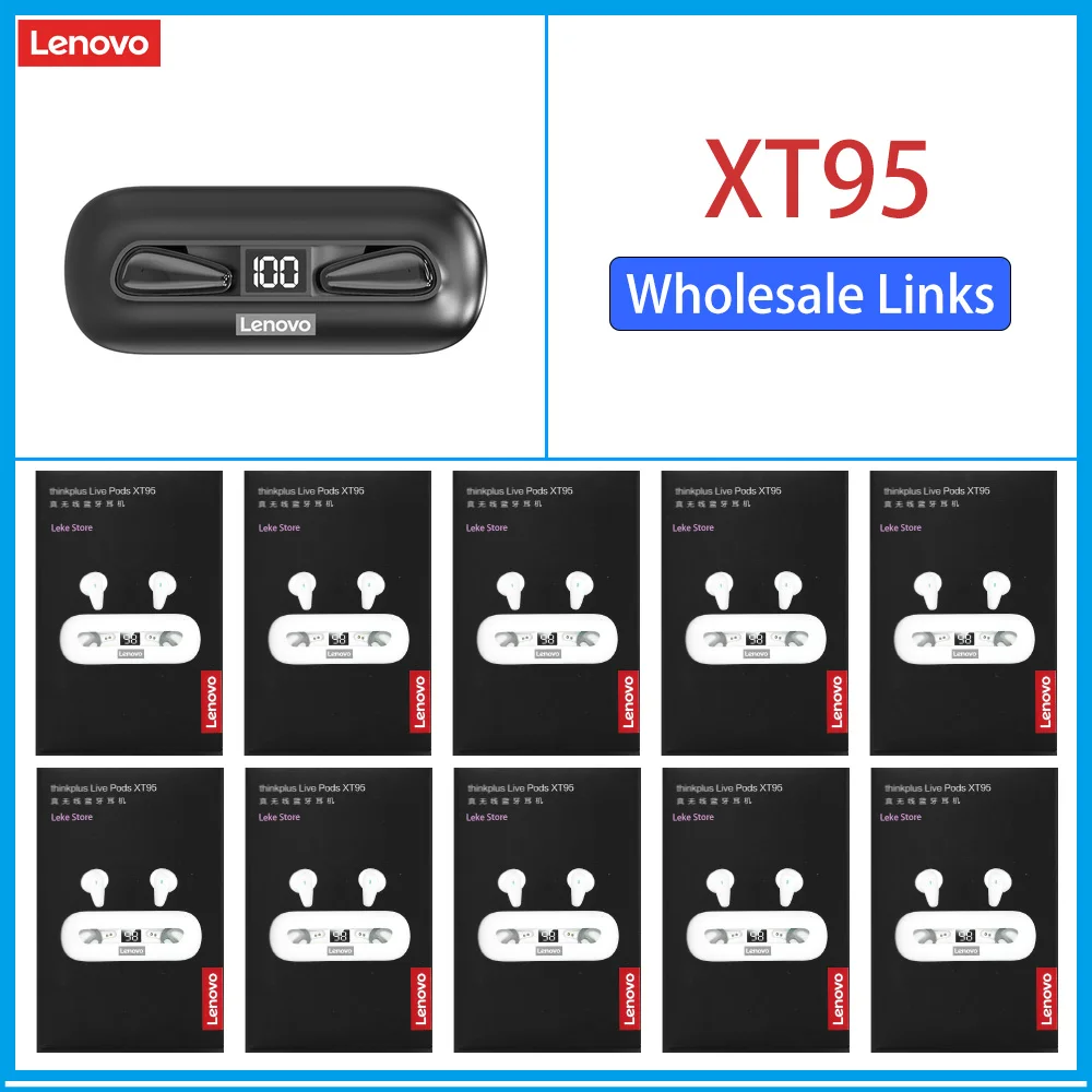 

Tws-наушники Lenovo XT95 2/5/10 шт., Bluetooth-наушники, ультратонкие Беспроводные наушники с микрофоном, гарнитура с цифровым дисплеем