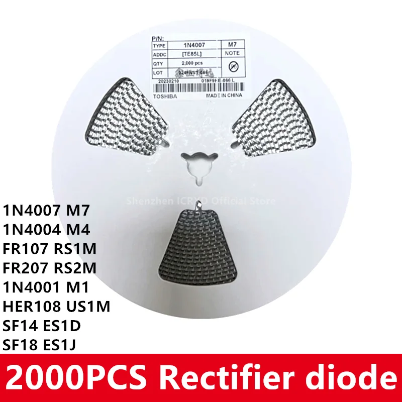 2000 шт. SMA выпрямительный диод 1N4001 M1 1N4004 M4 1N4007 M7 FR107 RS1M FR207 RS2M HER108 US1M SF18 ES1J SF14 ES1D DO-214AC