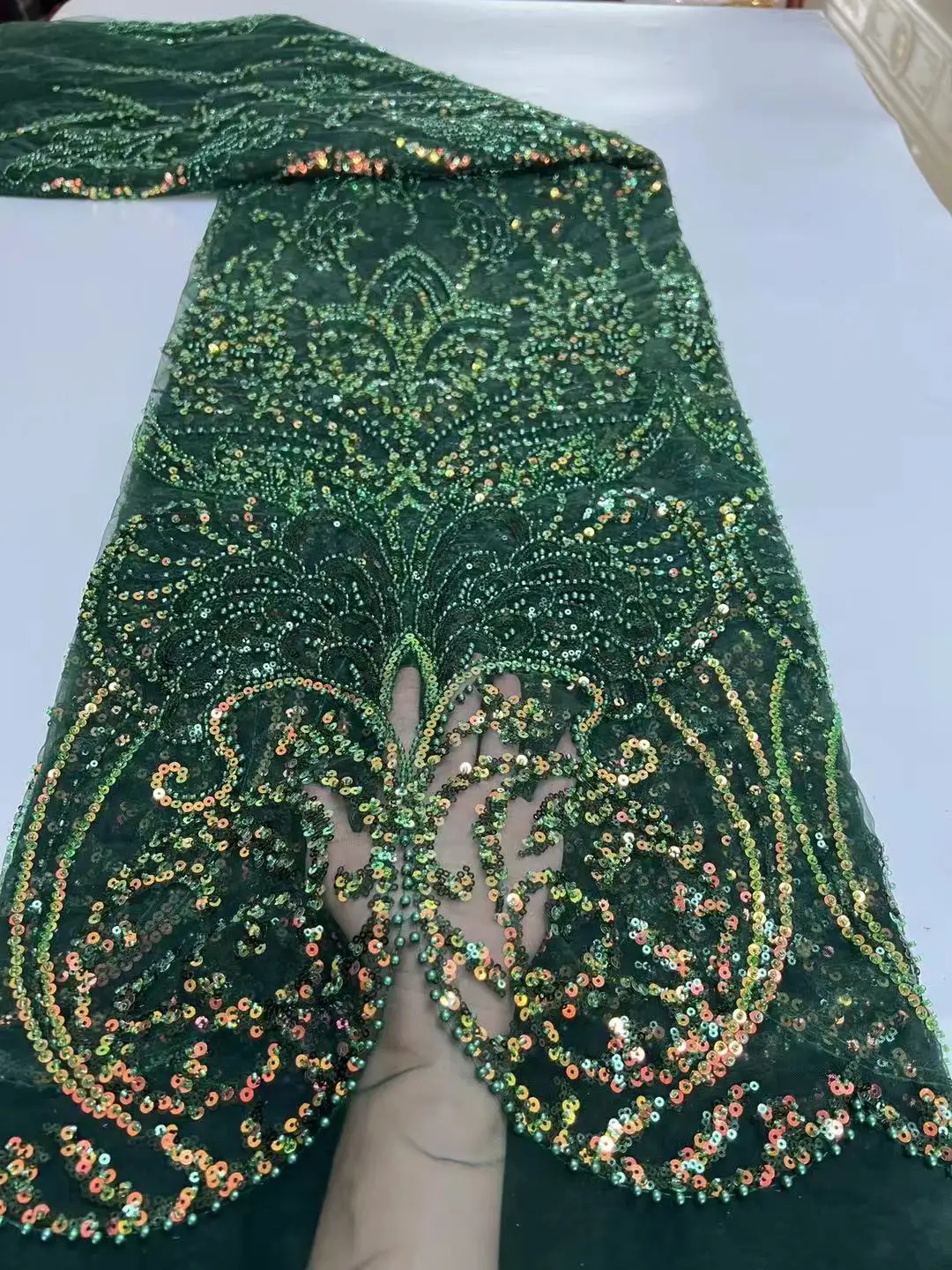 

Новинка 2023, французская Тюлевая кружевная ткань, высококачественные нигерийские Роскошные бусины и блестки, вышивка, изысканная африканск...