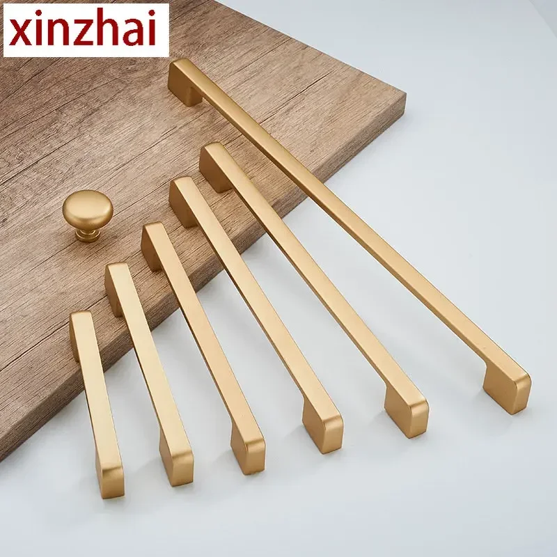 Твердые ручки из цинкового сплава золотые для кухонного шкафа дверного ящика