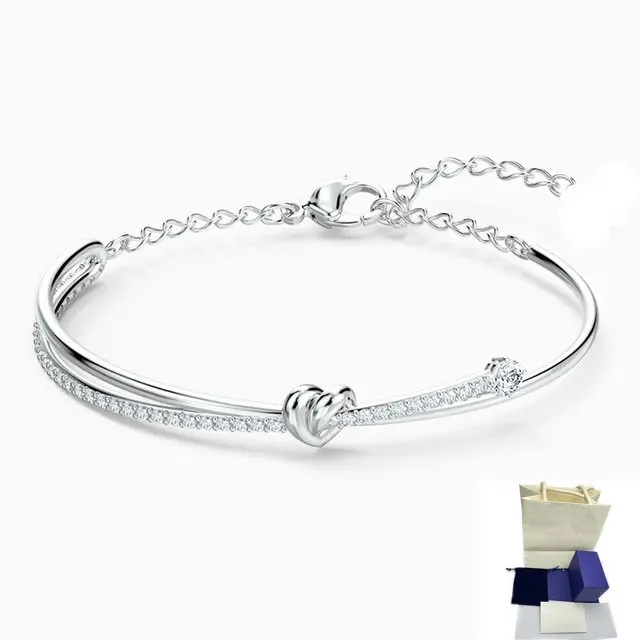 

2023 New SWALIFE Heart Gold Bracelet Heart Bright Zircon Platinum Women's Luxury Jewelry Gift