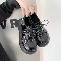 lolita shoes new platform shoes fashion high heel punk shoes demon wings chain girls jk leather shoes mary jane womens shoes