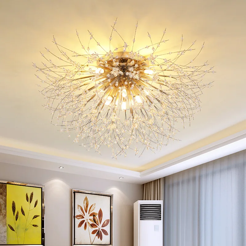 Nordic Style Bedroom Ceiling Lamp Crystal Lamp Living Room Dining Room Simple Modern Creative Personality Round Dandelion