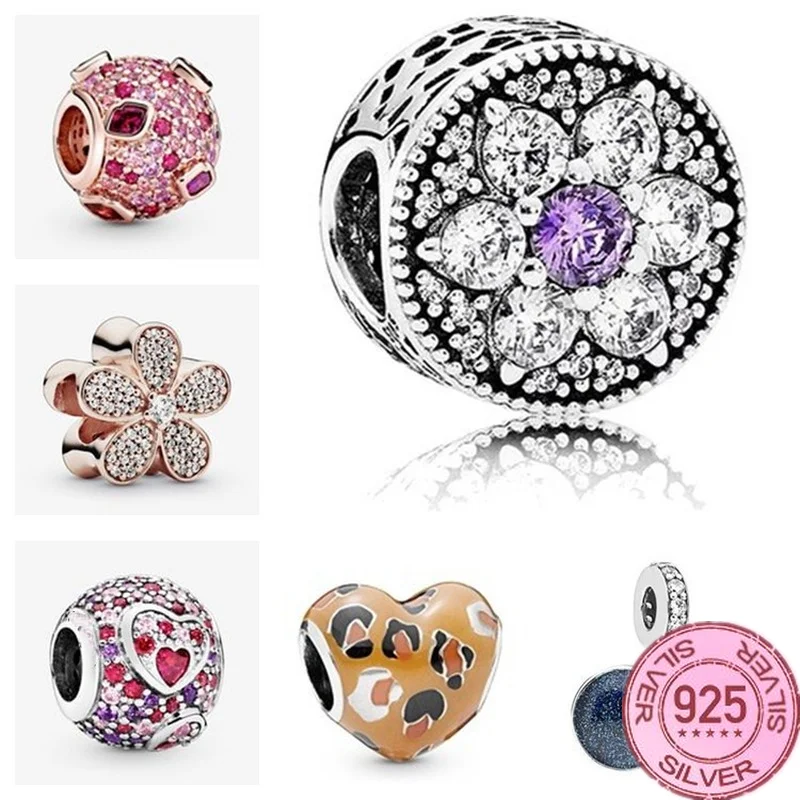 

2022 New 925 Sterling Silver Rose Gold Couple Beads Charms Fit Original Pandora Bracelet&Bangle for Women Fashion Jewelry Gift