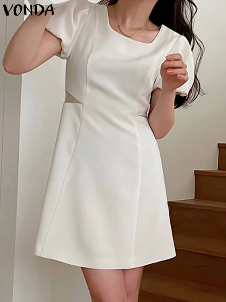 

Летнее мини-платье для женщин 2022 VONDA, летние пляжные платья, женские вечерние платья, сексуальный Однотонный сарафан, женские платья, женско...