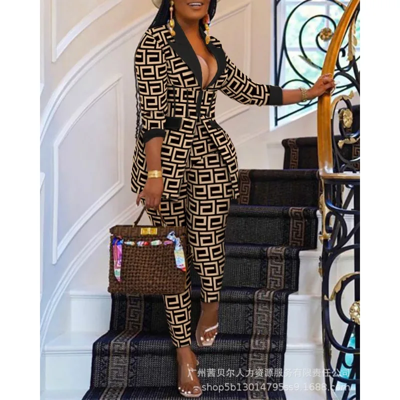 Женский элегантный комплект из двух предметов блейзер на молнии с длинным