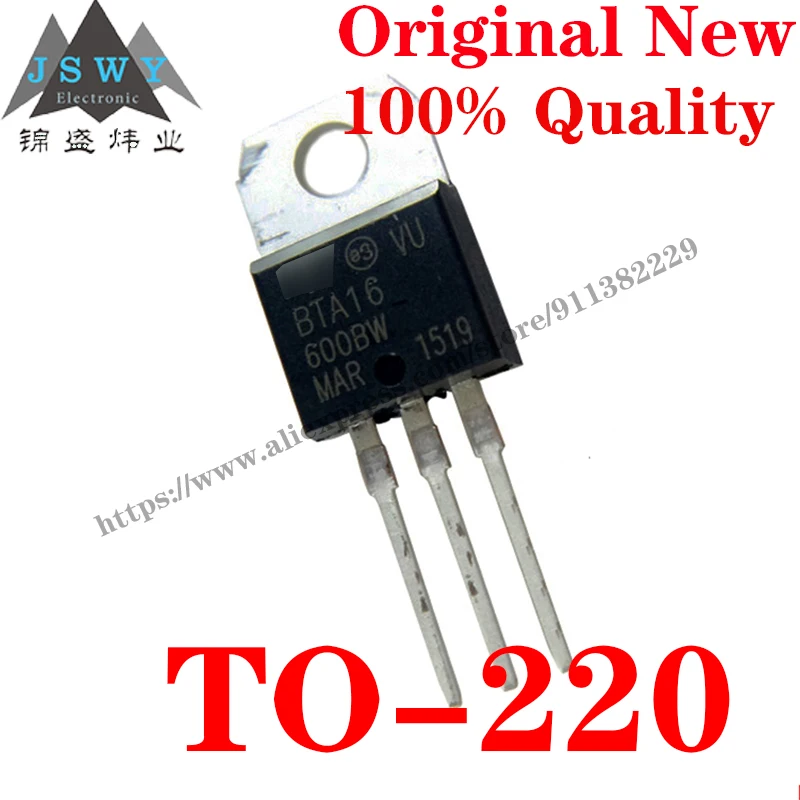 

10~100 PCS BTA16-600B TO-220 Discrete Semiconductor Thyristor Triac Chip With the for module arduino Free Shipping BTA16 600BW