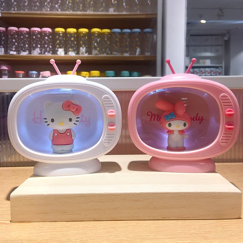

Ночник Sanrio Cinnamoroll, настольная лампа Hello Kitty, настольная лампа для моделирования телевизора, красивая девушка, настольная лампа, прикроватная лампа, украшение для спальни и дома