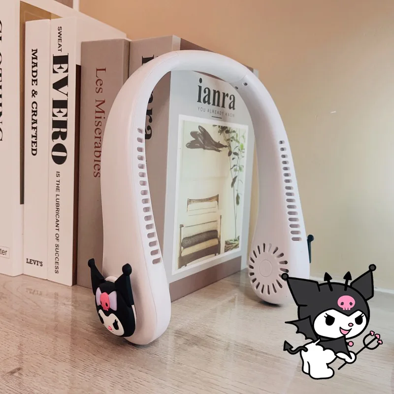 

Sanrioed Anime Melody Kuromi Cinnamoroll Pochacco Neck Fan Portable Hanging Neck Fan Bladeless Mute Neckband Fans Outdoor Gift