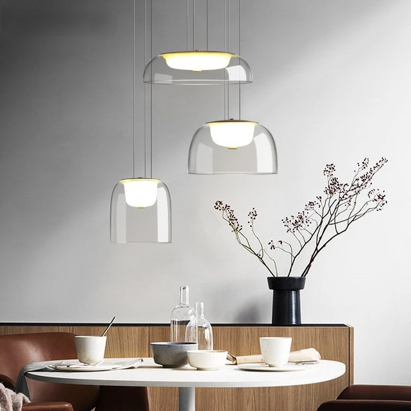

Современная дизайнерская люстра с прозрачным стеклянным абажуром, светодиодный светильник в скандинавском стиле для домашнего интерьера, ...