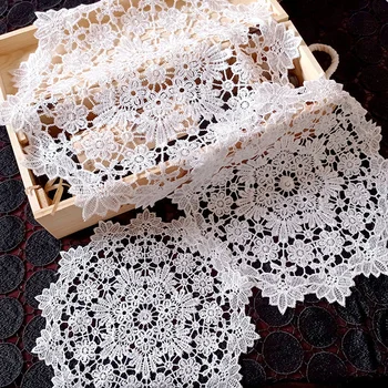 Round Hollow Lace Coaster Plate Bowl Insulation Pad Napkin Embroidery Flower Placemat Mug Dining Coffee Table Cup Mat Home Decor