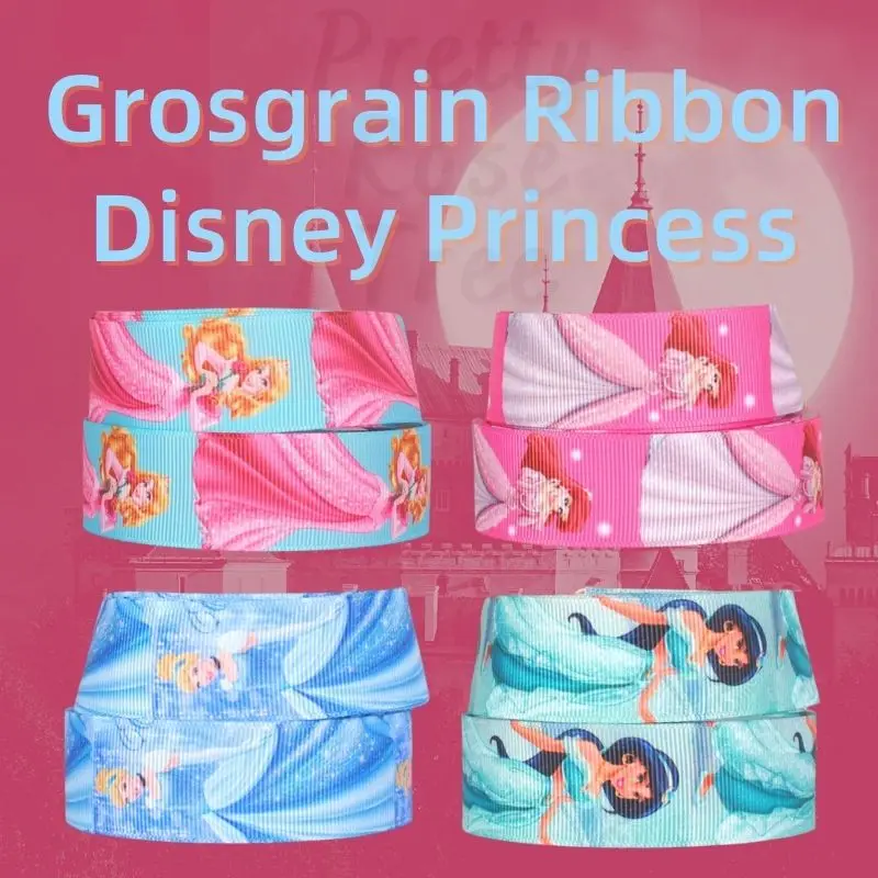 

10yards Disney Princes Grosgrain Ribbon Frozen Rapunzel Ariel Cinderella Aurora Jasmine DIY Craft Girl Gift Wraps Sewing 25mm