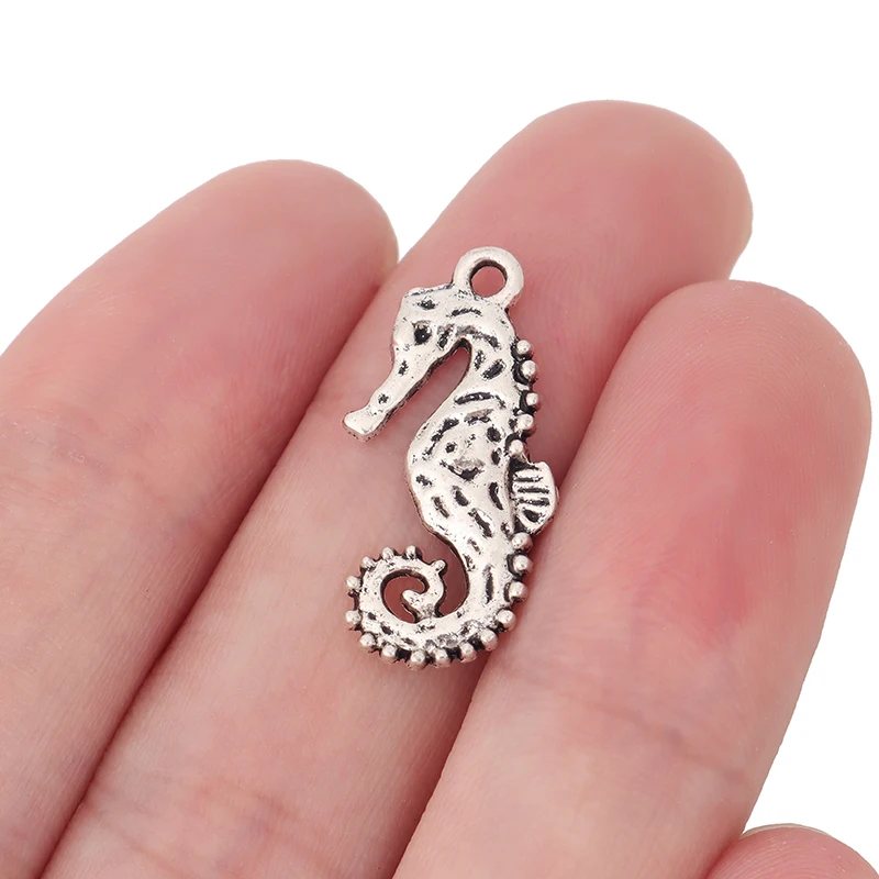 

20 x Tibetan Silver Seahorse Hippocampus Charms Pendants Beads for Necklace Jewelry Making Findings 25x12mm