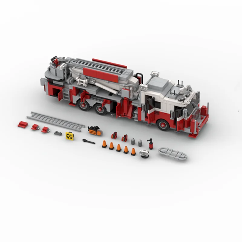 Фото 1365 деталей MOC FDNY - Нью-Йорк - Лестница на башне 21, модель пожарной машины из района Хеллс-Китчен, строительные блоки, игрушки, конструктор, рождественский подарок №2