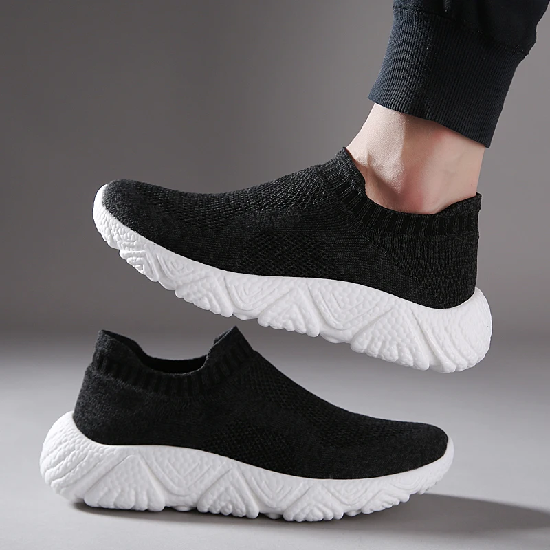 BLWBYL 2022 NEW Casual Shoes Men Knitted Mesh Outdoor Sneakers Men Slip-on Sock Shoes Breathable Sport Shoes Men images - 6