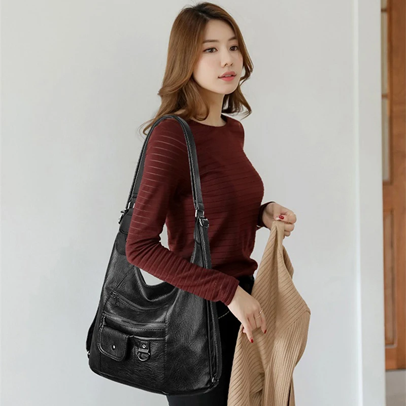 

New Vintage Solid Color Women'S Waterproof PU Backpack Simple School Bag For Teenage Girl Shoulder Travel Bag School Backpack