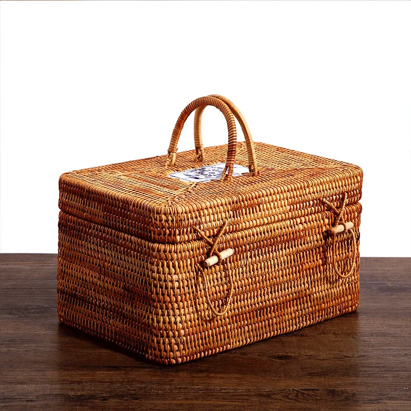 

CAMIGEL Storage Box with Lid, Portable Desktop Storage Basket with Cover