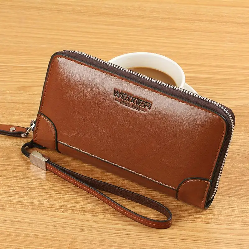 

Men Wallets Long Style High Quality Card Holder Male Purse Zipper Large Capacity Brand PU Leather Wallet For Men
