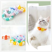 soft cat dog cute plush ball pet accessories flower collar necklace cat collar