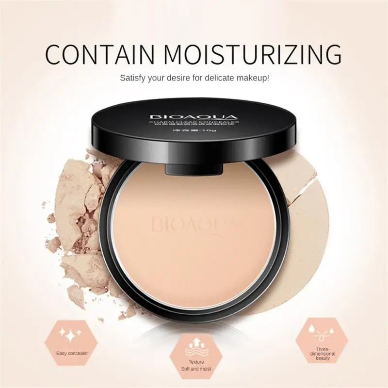 

3Colors Nature Moisturizer Face Concealer Powder Foundation Pressed Powder Oil Control Invisible Pore Long-lasting Facial Makeup