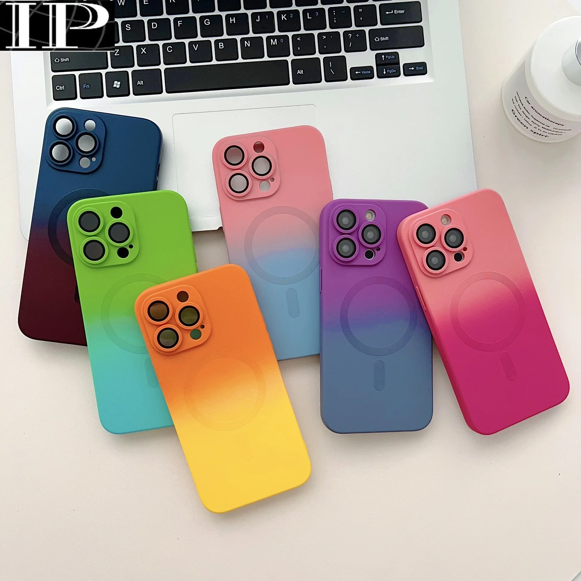 

Luxury Magsafe Wireless Charge Gradient Pattern Phone Case For iPhone 15 14 13 12 11 Pro Max Plus Soft Magnetic Silicone Cover