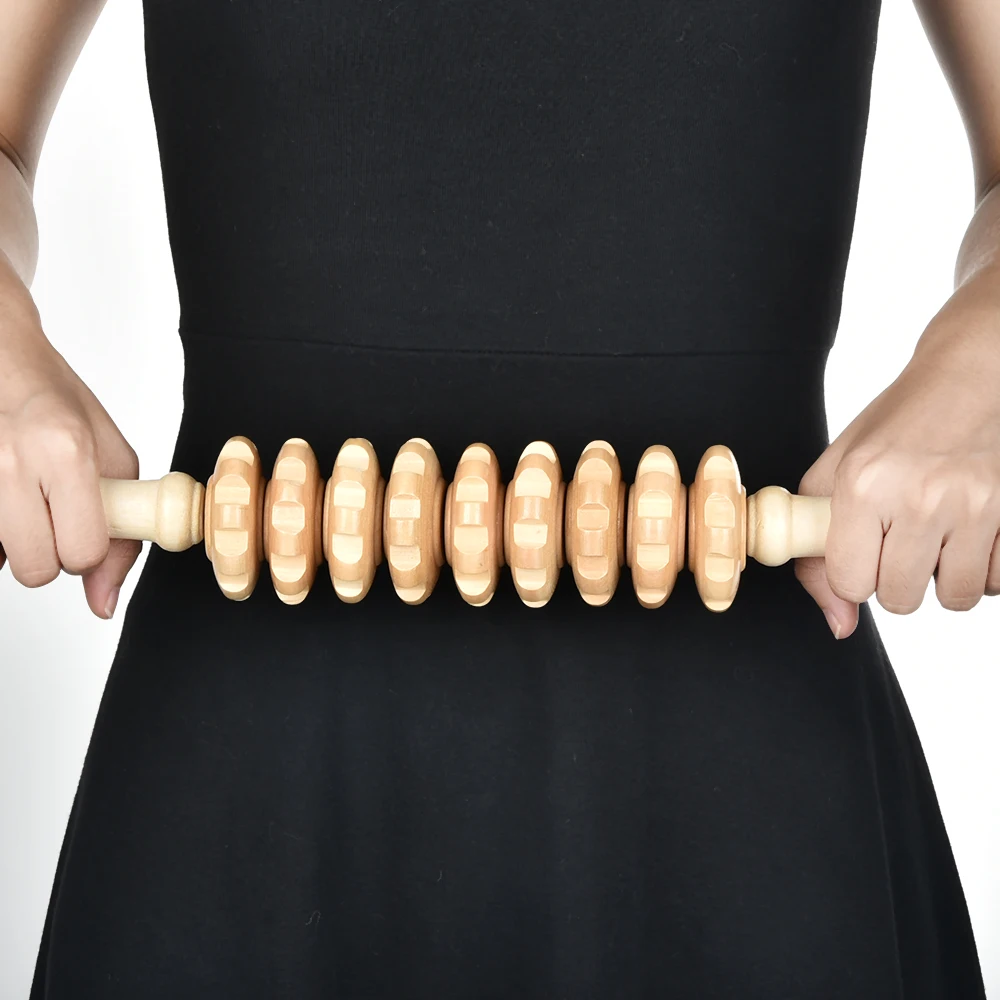 Деревянный Массажер Для Тела С Нескользящей Ручкой Ребристый Ручной Инструмент