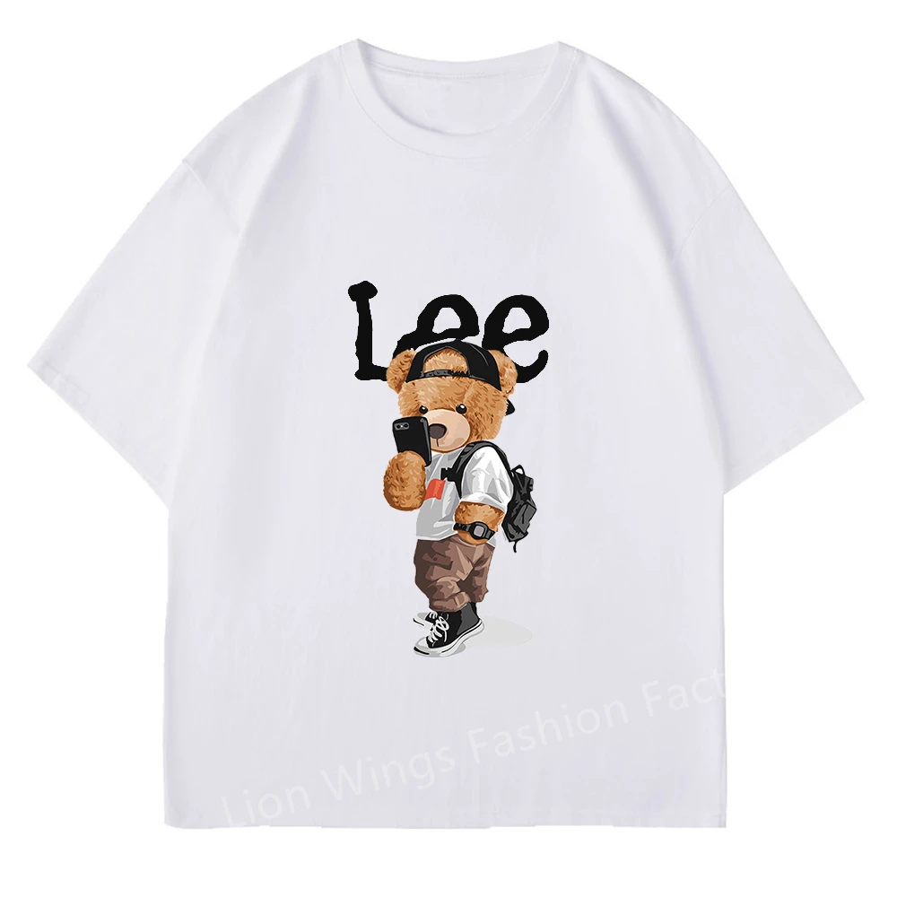 

Hot Sale Summer Men T-Shirt Cotton Tshirt Casual Streetwear Bear Print Short Sleeve T Shirt Luxury Brand Women Clothes Tee Top