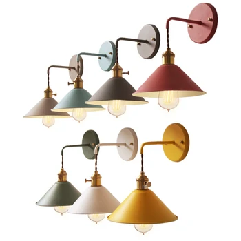 American Vintage Iron Wall Lamp Multi-color Restaurant Clothing Store Hot Pot Shop with Switch Wall Decoration Wall Light E27