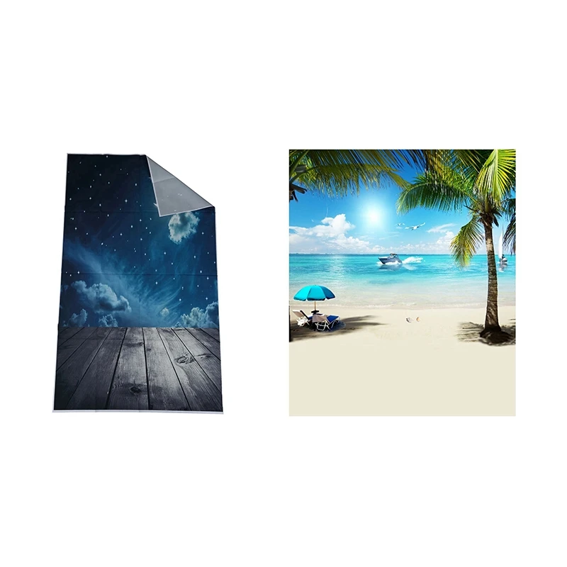 

90Cm X 150Cm Photography Background Moon Star & 3X5ft Summer Seaside Beach Photography Background Vinyl