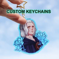 custom acrylic charms clear keychains cartoon photo anime cute customized logo key chain personalized design keyring gift