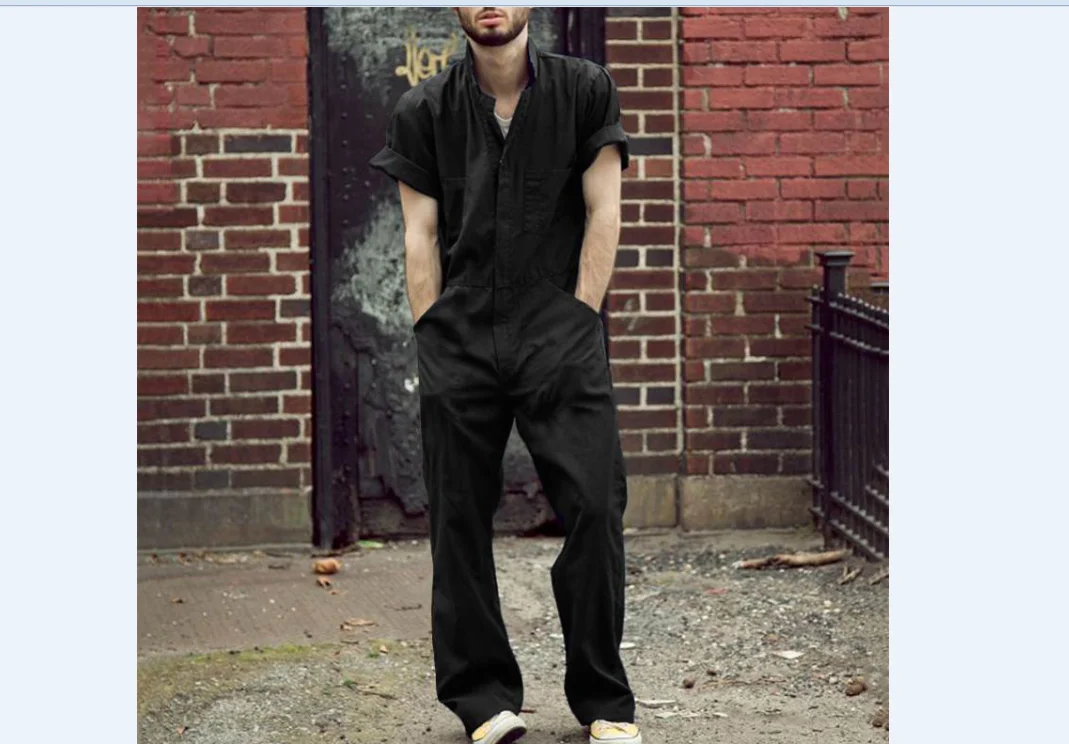 Комбинезон мужской длинный из хлопка и льна Модный повседневный свободный