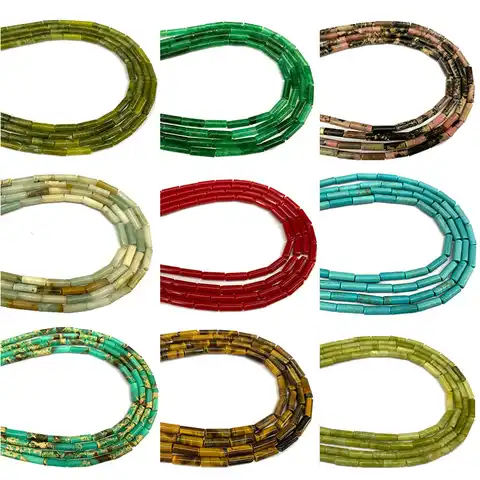 Cylindrical beads, from natural stone, amethyst, turquoise, for the manufacture of jewelry, 15 inches, 4 x13 mm