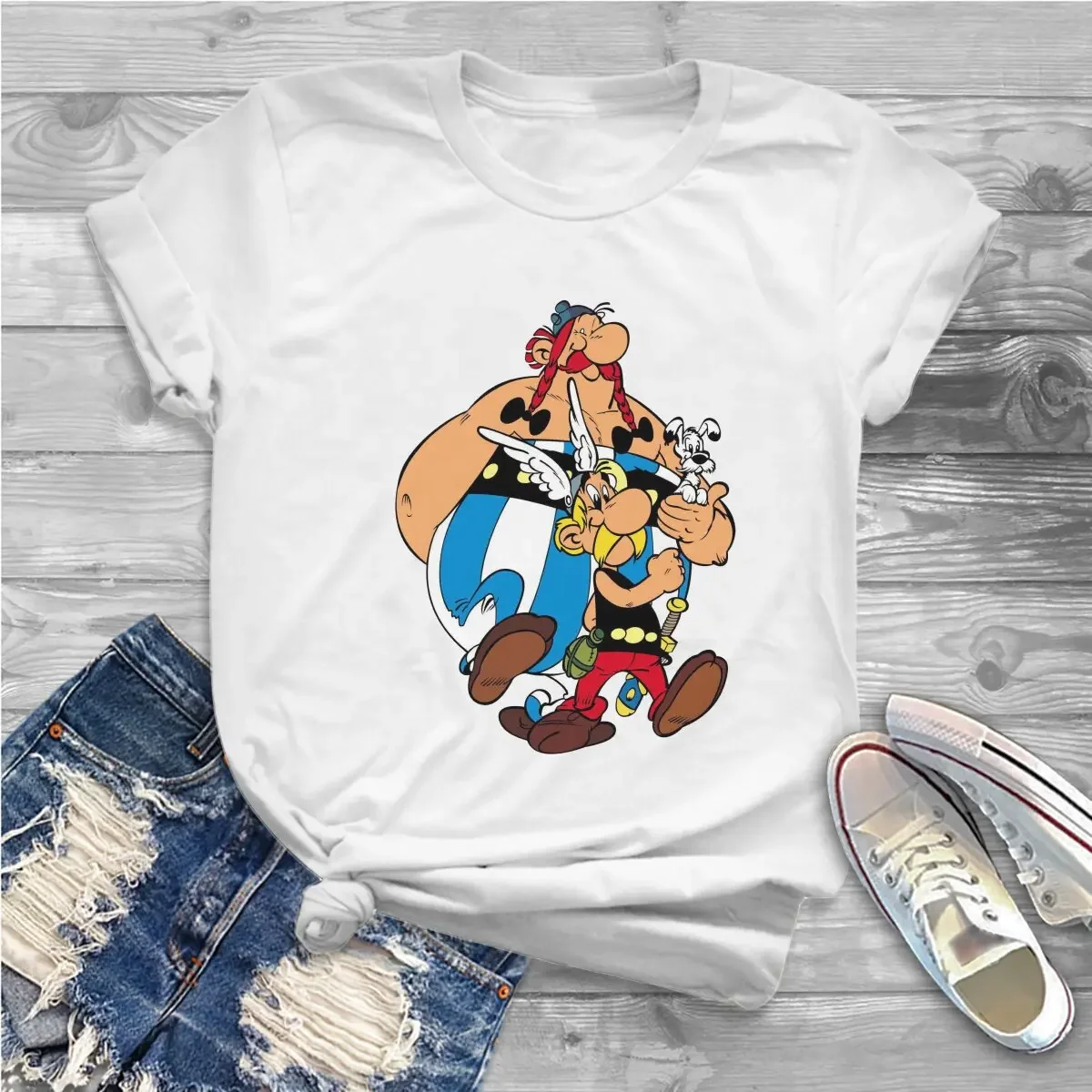 Женская футболка в стиле Харадзюку с круглым вырезом