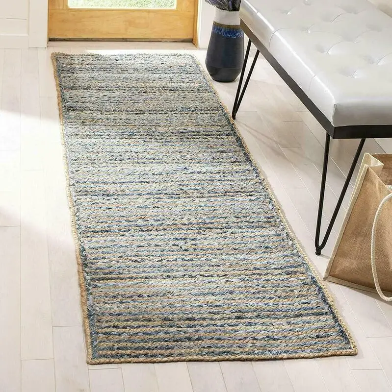 Runner Rug Jute & Denim Reversible Handmade 2x10 Feet Braided Rug Rustic Look Rugs and Carpets for Home Living Room (0)