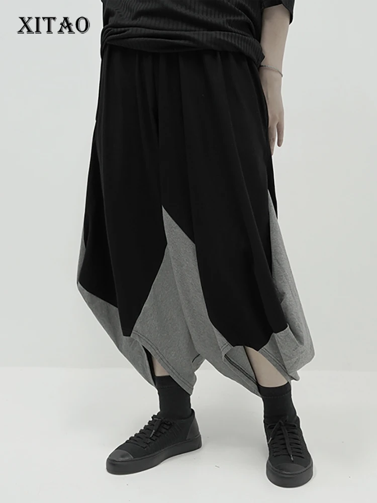 

XITAO/модные лоскутные брюки с перекрестными ремешками; Повседневные свободные уличные модные Универсальные женские брюки длиной до середин...